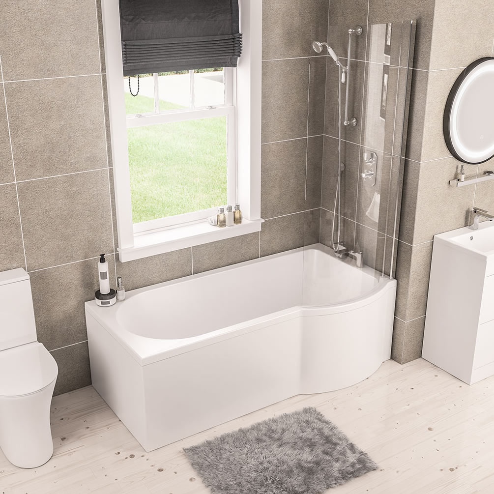 Eastbrook Beaufort Portland 1600 x 850mm P Shape Shower Bath